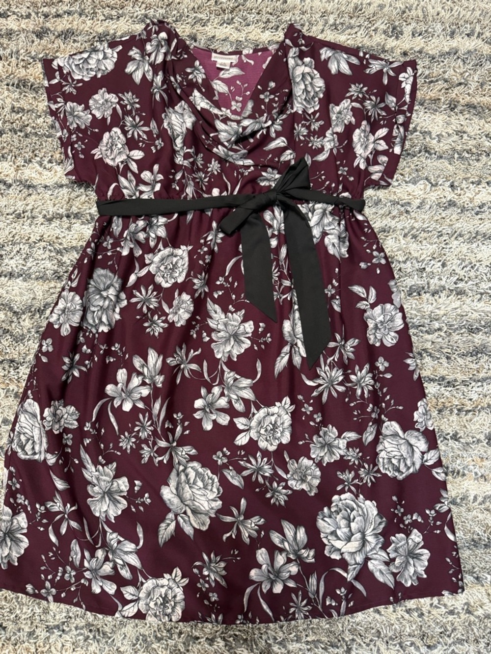 Motherhood Maternity Burgundy Floral Dress with Black Accents - Picture 3 of 9